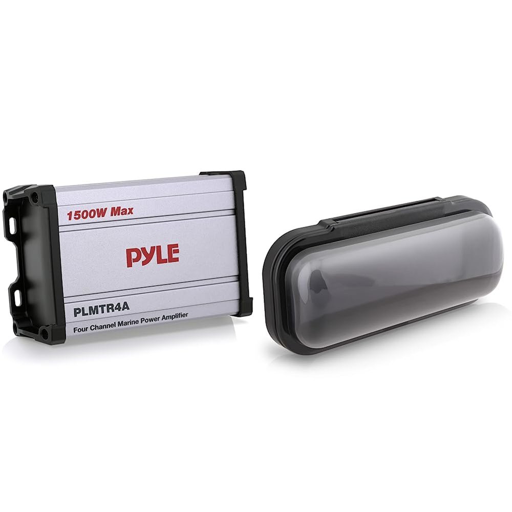 PYLE 1500 Watt 4-Channel Waterproof Amplifier + Pyle Water Resistant Marine Stereo Cover