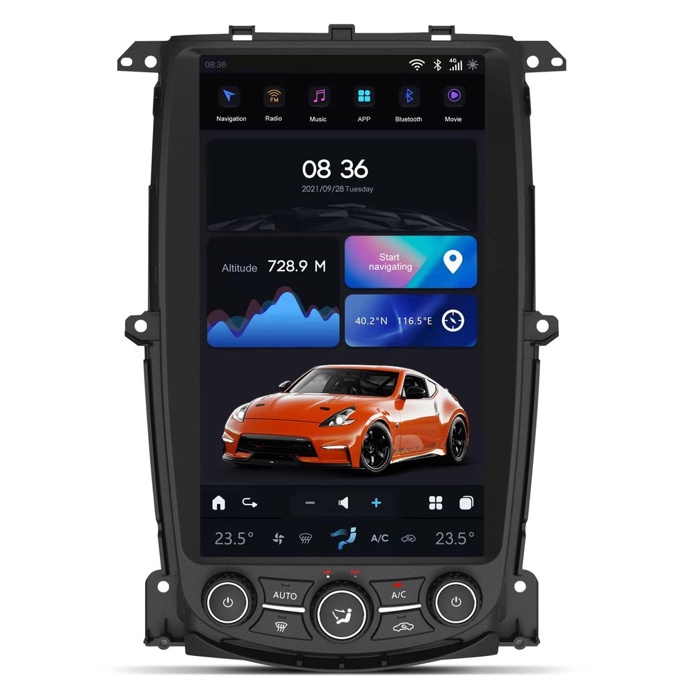 Aucar 13.6 Inch T-Style Android 11 Car Radio Head Unit for Nissan 370Z 2009-2021, 1080P Multimedia Stereo Video Player with Wireless Carplay, OEM Functions, GPS Navigation 8+256 GB -Black