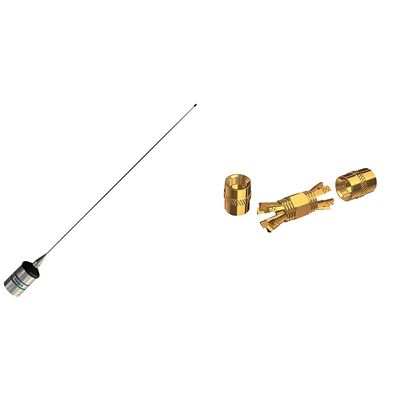 Shakespeare 5241-R Low Profile 3' VHF Marine Antenna & PL-258-CP-G Marine Center Pin Spice Connector, Gold