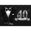 DORCEV 10x7ft Happy 40th Birthday Backdrop for Man Birthday Party Decorations Bow Tie White Shirt Suit Tuxedo Birthday Backdrop Gentle Men Black Silver Diamonds Birthday Banquet Background Banner view 1