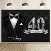 DORCEV 10x7ft Happy 40th Birthday Backdrop for Man Birthday Party Decorations Bow Tie White Shirt Suit Tuxedo Birthday Backdrop Gentle Men Black Silver Diamonds Birthday Banquet Background Banner view 3