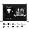 DORCEV 10x7ft Happy 40th Birthday Backdrop for Man Birthday Party Decorations Bow Tie White Shirt Suit Tuxedo Birthday Backdrop Gentle Men Black Silver Diamonds Birthday Banquet Background Banner view 4