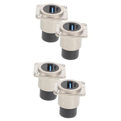 4 Pcs USB Panel Socket USB Coupler USB Connector for Data Transfer C USB Cable USB Female to Female USB Panel Mount Coupler USB Accessory Bulkhead Cable Data Line Through Metal
