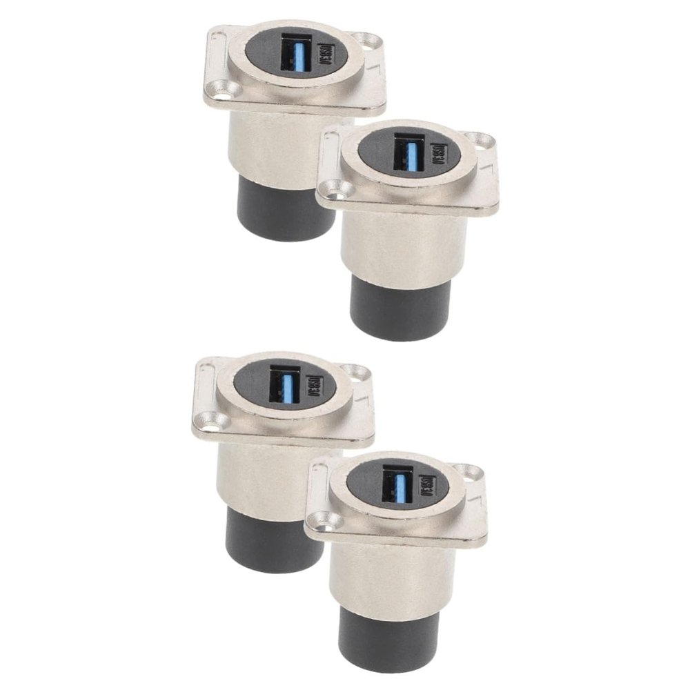 4 Pcs USB Panel Socket USB Coupler USB Connector for Data Transfer C USB Cable USB Female to Female USB Panel Mount Coupler USB Accessory Bulkhead Cable Data Line Through Metal