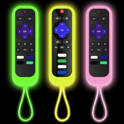 [3Pack] Climberer Remote Case Cover Compatible with Roku TCL/Hisense roku TV |Sharp Roku TV | Roku Express 4K+Glow in The Dark Makes it Easy to find (Green Yellow Pink)