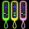 [3Pack] Climberer Remote Case Cover Compatible with Roku TCL/Hisense roku TV |Sharp Roku TV | Roku Express 4K+Glow in The Dark Makes it Easy to find (Green Yellow Pink) view 1