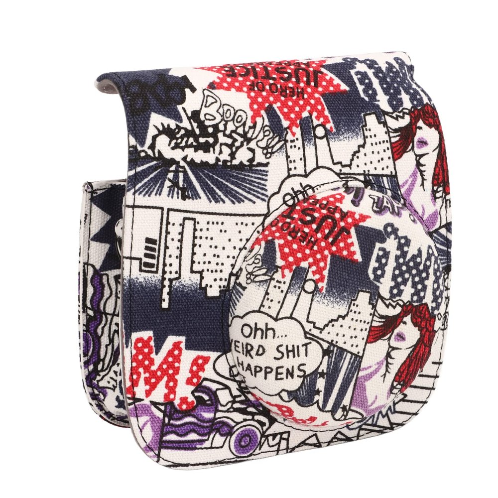 Camera Storage Case, Button Flap 14x13x6cm Camera Protective Bag Comic Style for Fuji Mini 8 9