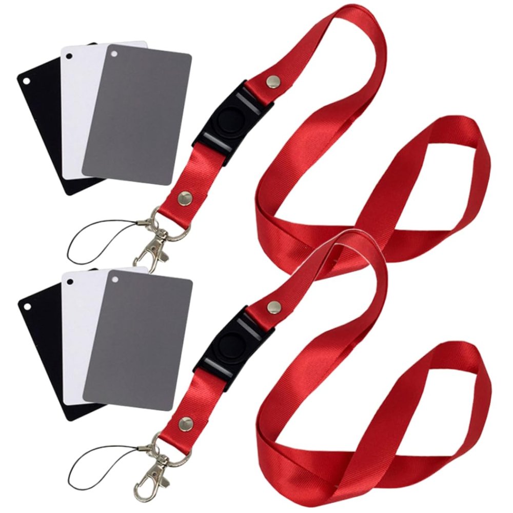 CAXUSD 2pcs Black Grey Photography Card with Lanyard Strap for Accurate Exposure and Color Calibration Digital Photography