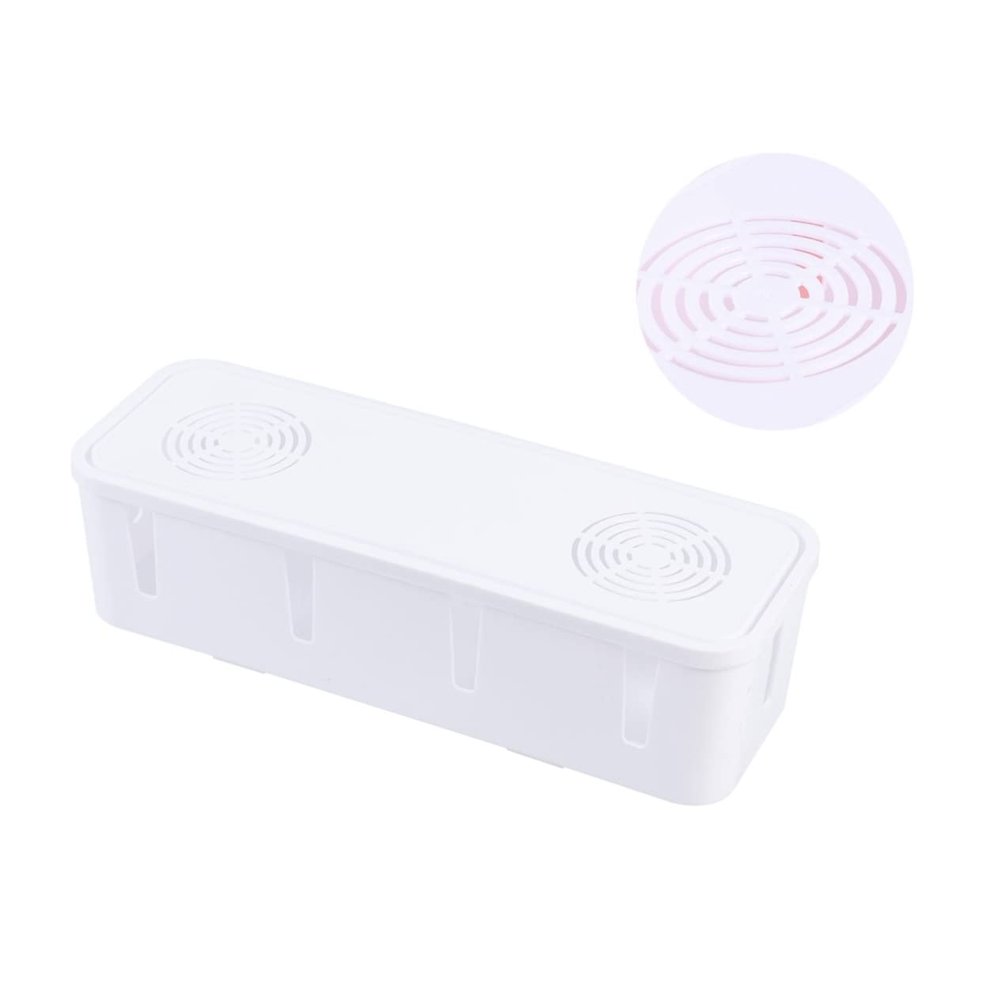 CAXUSD Plug Storage Box Cable Organizer for Plugs and Power Strips White Socket Safety Box for Wire Management