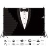 AOFOTO 12x8ft Classic Man Backdrop Black Gentleman Tuxedo Bow Tie Party Decorations Photography Background Groomsmen Tuxedo Suit Backdrop for Men Boss Day Banner Father's Day Birthday Photobooth Props view 3