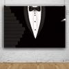 AOFOTO 12x8ft Classic Man Backdrop Black Gentleman Tuxedo Bow Tie Party Decorations Photography Background Groomsmen Tuxedo Suit Backdrop for Men Boss Day Banner Father's Day Birthday Photobooth Props view 4