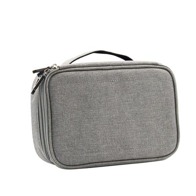 CAXUSD Double Layer Electronic Accessories Storage Bag Kit Compact Travel Organizer Case for Cables u Disks Power Banks and Gadgets Gray