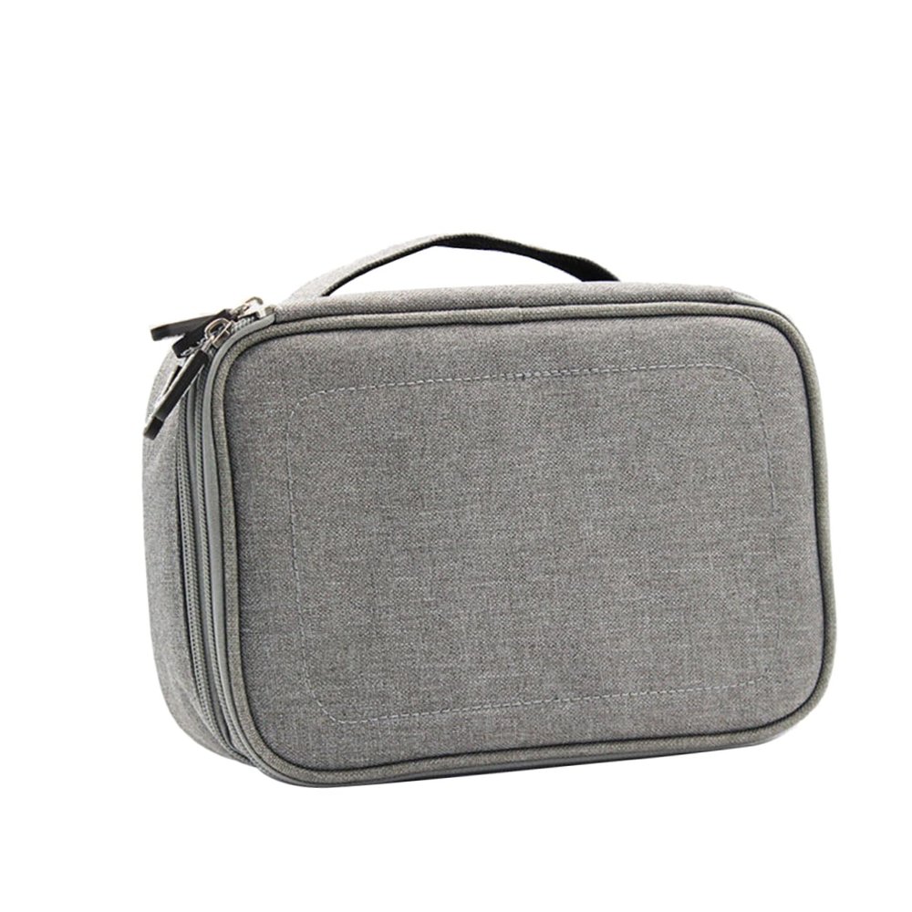 CAXUSD Double Layer Electronic Accessories Storage Bag Kit Compact Travel Organizer Case for Cables u Disks Power Banks and Gadgets Gray