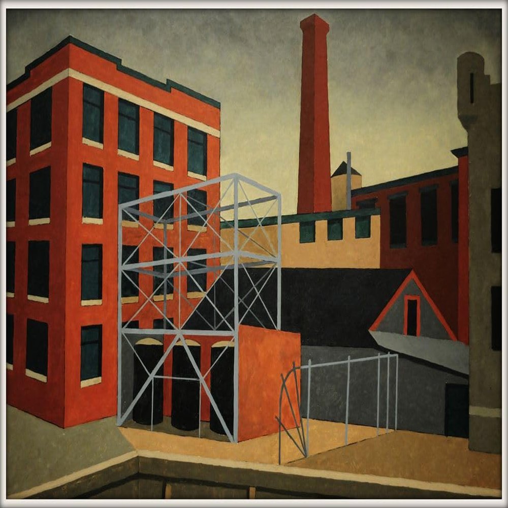 Niles Spencer : Water Front Mill : Archival Quality Art Print