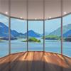 AOFOTO 15x10ft Business Office Sash Window Backdrop Seaview Room French Window Photography Background Wood Floor Casement Work at Home Interior Decor Photo Studio Props Success Job Man Vinyl Wallpaper view 2