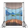 AOFOTO 15x10ft Business Office Sash Window Backdrop Seaview Room French Window Photography Background Wood Floor Casement Work at Home Interior Decor Photo Studio Props Success Job Man Vinyl Wallpaper view 4