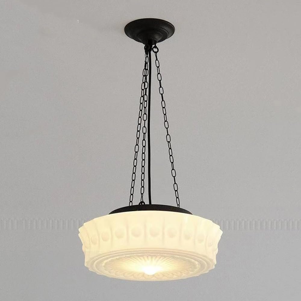 OQHAIR French Minimalist Glass Chandelier Retro Creative Wrought Iron Pendent Lamp Home Bedroom Bedside Restaurant Porch Suspended Chandelier LED Variable Light Indoor Lighting