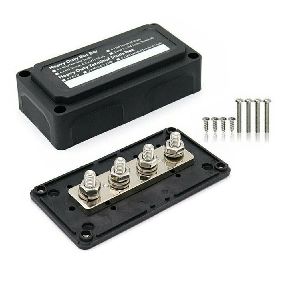 beler Black Universal 300A M8 Studs Bus Bar Power Distribution Box Terminal Block