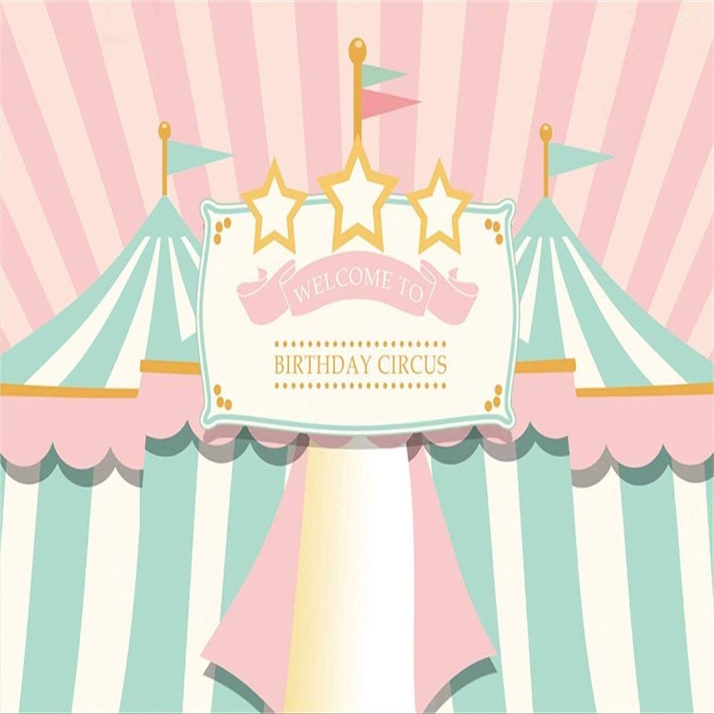 AOFOTO 12x10ft Welcome to Birthday Circus Background Abstract Tents Baby Party Decoration Photography Backdrop Sweet Princess Girl Children Infant Banner Photo Studio Props Vinyl Wallpaper