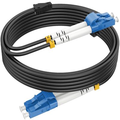 100ft/30m Outdoor Fiber Optical Cable, LC to LC Single Mode Fiber Patch Cable Armored (OS1/OS2 Compatible), 10GB 9/125um LSZH OD 3.0MM Black