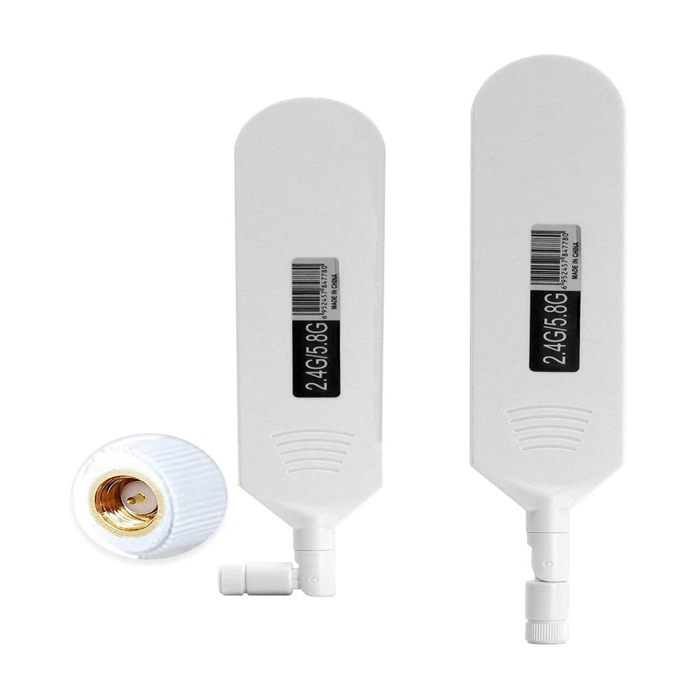 POBADY Dual Band WiFi 2.4GHz 5.8GHz 12dBi High Gain Omnidirectional Glue Stick Antenna SMA Male Connector Antenna for WiFi Router Wireless Network Card (White,2pcs)