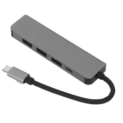 UPQRSG 5 in 1 Type C Hub, Support 4K 30Hz USB 3.0 Hub Adapter, Aluminum Alloy Shell Plug Play USB C Multiport Adapter, Type C Docking Station[Grey]