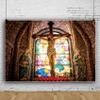 12x10ft Vintage Christian Cross Photography Background Grunge Graffiti Stained Glass Stone Walls Christian Church Backdrop Jesus Christ God Bless Baptism Baby Shower Photo Portrait Vinyl Studio Prop view 3