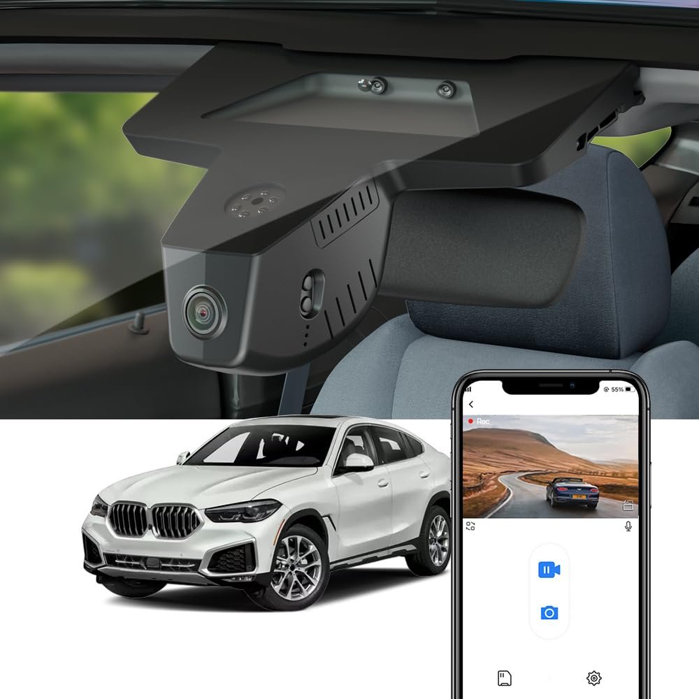 Fitcamx 4K Dash Cam Suitable for BMW X6 2015 2016 2017 2018 2019 Sdrive35i 40i Xdrive50i M50i F16 (HD2-6012), OEM Style, UHD 2160P Video, WiFi & APP, Loop Recording, G-Sensor, Easy to Set, 64GB Card