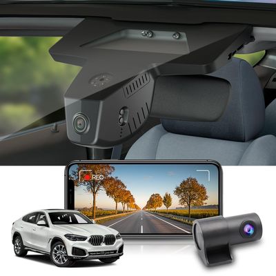 Fitcamx 4K Dual Dash Cam Adapts for BMW X6 2015-2019 Sdrive35i 40i Xdrive50i M50i F16 (HD2-6102), OEM Look, Front 2160P+Rear 1080P Video, WiFi &APP, Loop Recording, G-Sensor, Easy to Use, 128GB Card