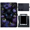 6 7 Inch Tablet Case,Universal Case for 6-7 Inch Tablet eReader,7" Kindle Series e-Reader Tablet Stand Folio Shell Cover with 360 Degree Rotatable Kickstand Multiple Viewing,Black Cat Flower view 1