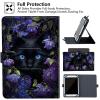 6 7 Inch Tablet Case,Universal Case for 6-7 Inch Tablet eReader,7" Kindle Series e-Reader Tablet Stand Folio Shell Cover with 360 Degree Rotatable Kickstand Multiple Viewing,Black Cat Flower view 3