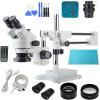 3.5X-90X Double Boom Stand Zoom Simul Focal Trinocular Stereo Microscope+48MP 2K HDMI USB Industrial Camera For Phone PCB Repair view 1