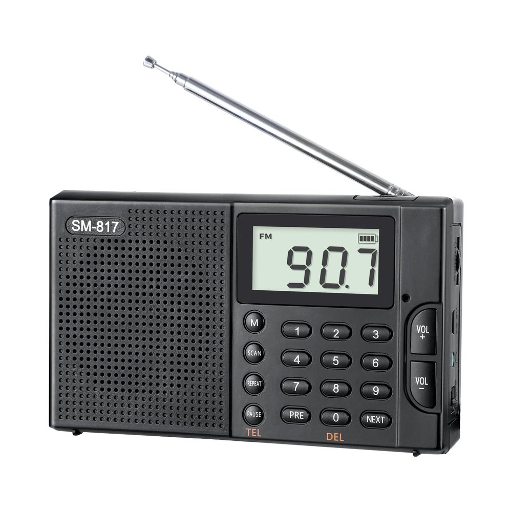 SEMIER Portable AM FM SW Bluetooth Radio with 1200mah Rechargeable Battery, Small Shortwave Radio Digital Tuning, LCD Display, Support USB and Micro SD Card, Build-in Bass Speaker and Earphone Jack