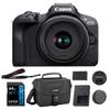 Canon EOS R100 Mirrorless Camera with RF-S18-45mm F4.5-6.3 IS STM Lens Kit, 24.1 Megapixel CMOS (APS-C) Sensor, 4K Video, RF Mount | Black Bundled with 64GB Memory Card & Camera Shoulder Bag (3 Items) view 1