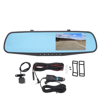 4.3 Inch Mirror Dash Cam, 1080P HD Dual Lens Dash Cam Backup Camera Parking Smart Rearview Mirror Camera (Without Memory Card)