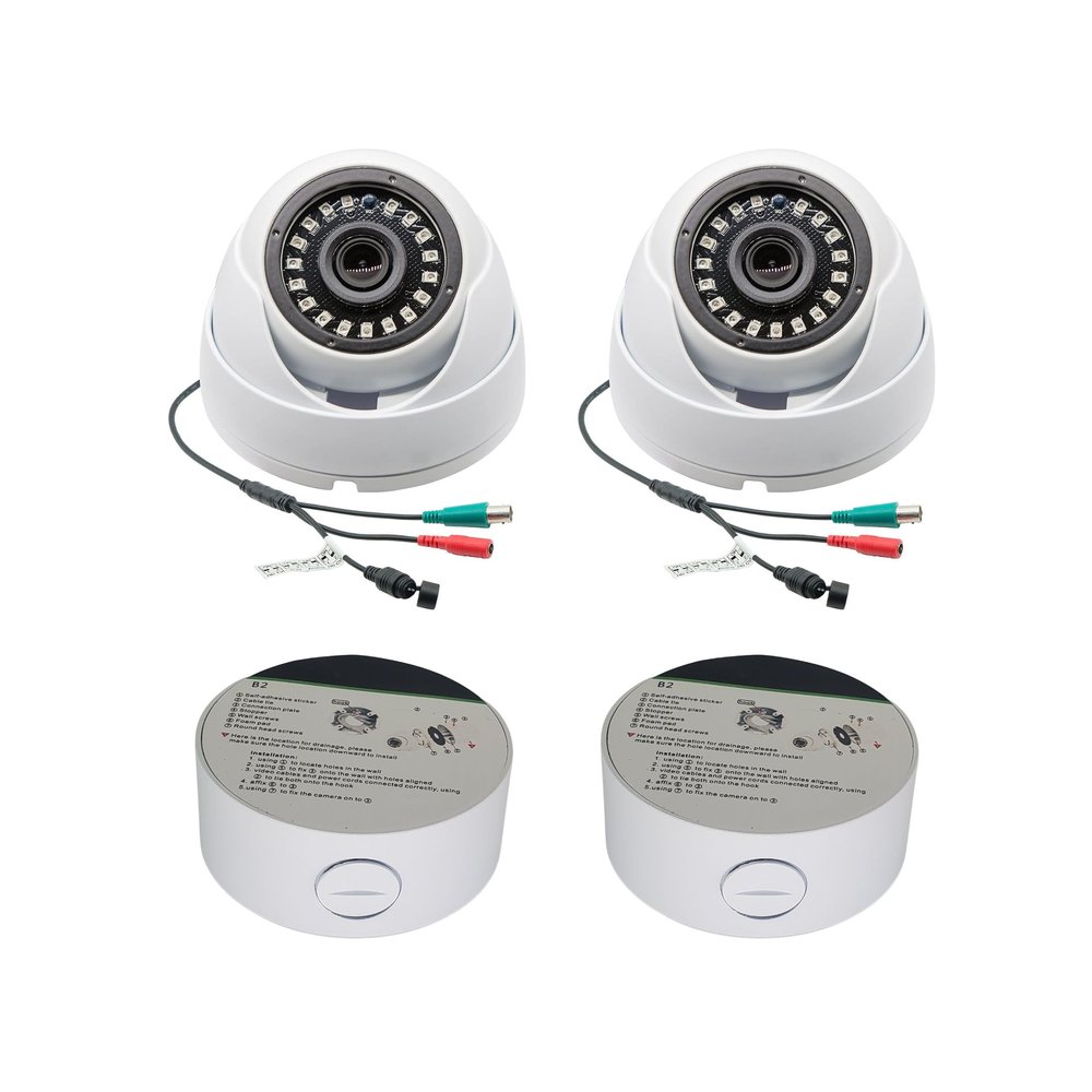 Evertech 1080P Indoor Outdoor AHD TVI CVI Analog Dome Security Camera with Mounting Base 2PK