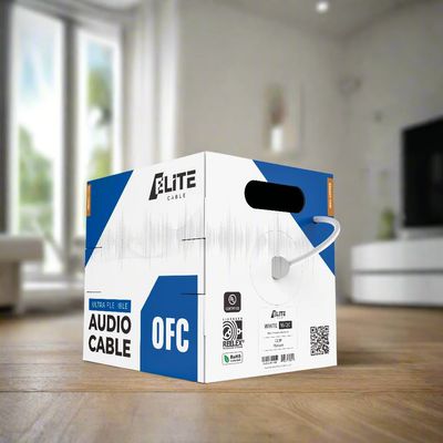 Elite 16/2 Plenum Speaker Wire Cable, 16AWG/2-Conductor, Stranded, UL Listed, CMP/CL3P, Plenum/in-Wall, 100% Oxygen Free Pure Bare Copper (OFC), 250ft, White