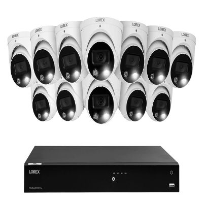 Lorex Fusion 4K (16 Camera Capable) 4TB Wired NVR System with Dome Cameras Featuring Smart Deterrence and Two-Way Talk