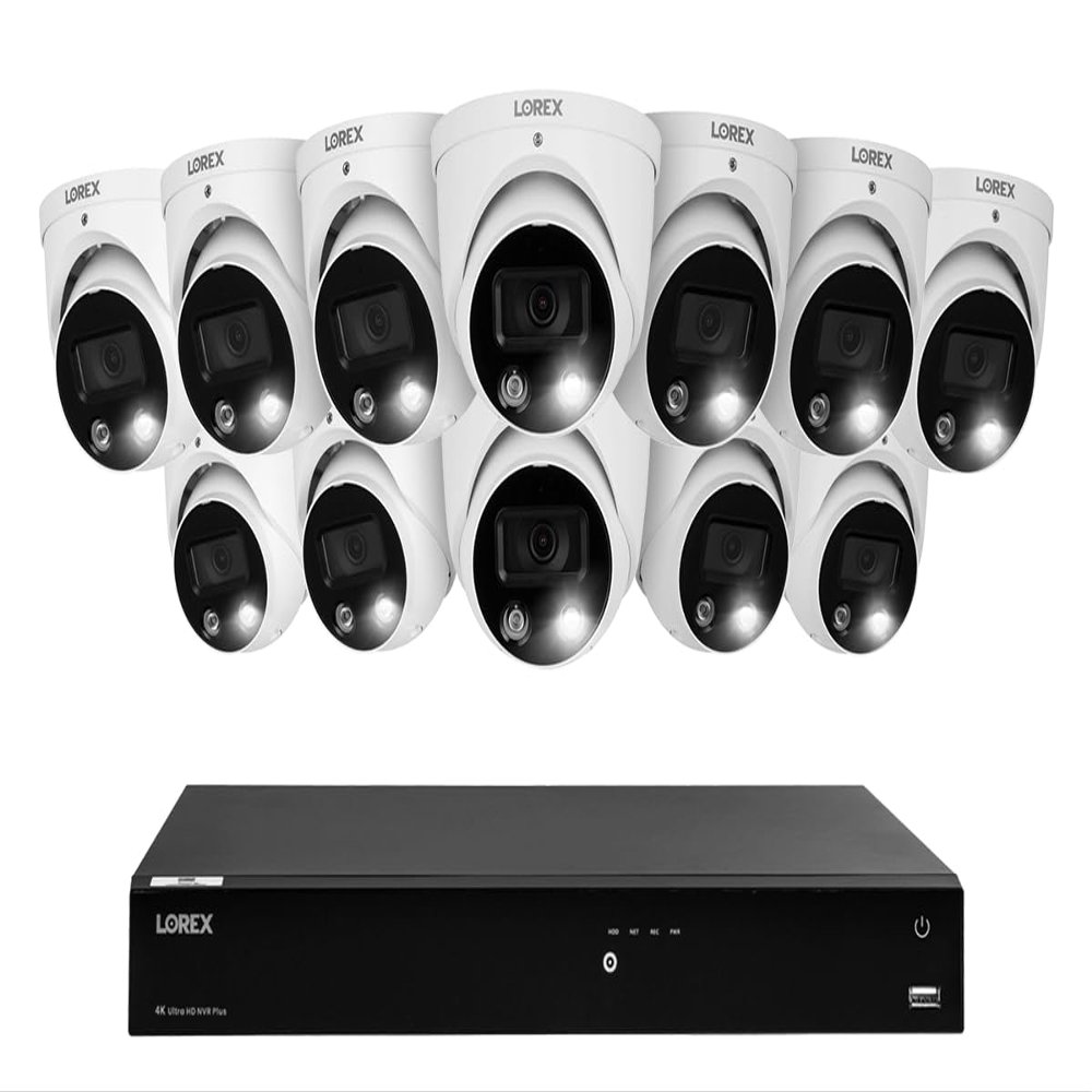 Lorex Fusion 4K (16 Camera Capable) 4TB Wired NVR System with Dome Cameras Featuring Smart Deterrence and Two-Way Talk