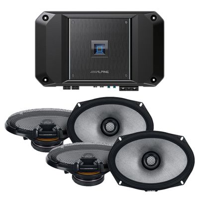 Alpine R2-A60F Type R 600 Watt 4-Channel Amplifier with 2 Pairs R2-S69Type R 6x9 Coax and Wiring Kit