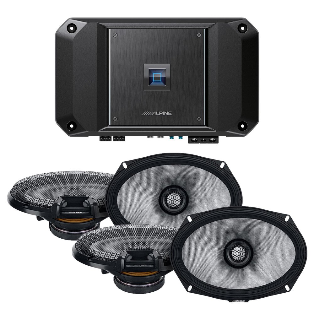 Alpine R2-A60F Type R 600 Watt 4-Channel Amplifier with 2 Pairs R2-S69Type R 6x9 Coax and Wiring Kit