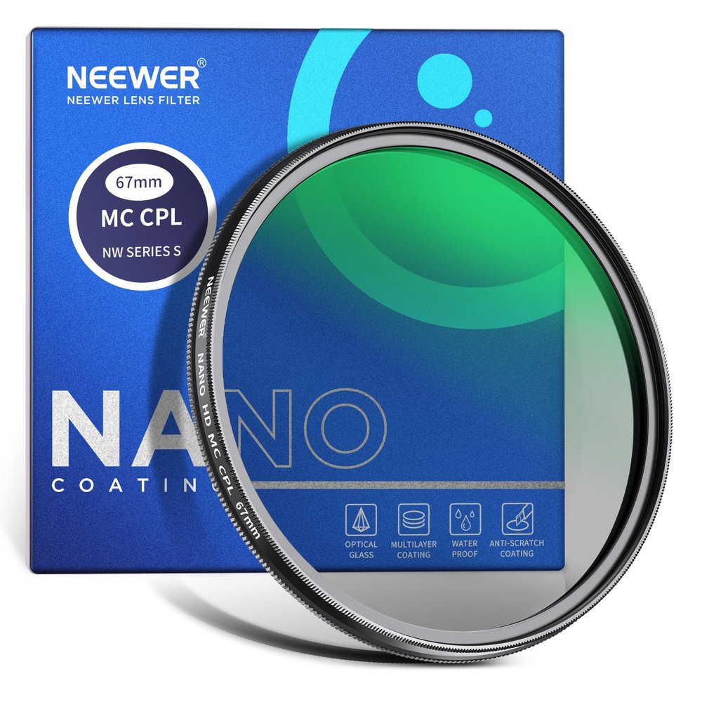 NEEWER 67mm Polarizer Filter, 24 Layer Multi Resistant Nano Coated MC CPL Circular Polarizing Filter with HD Optical Glass/Ultra Slim for Camera Lens, Reduce Reflection/Enhance Contrast/Reduce Glare