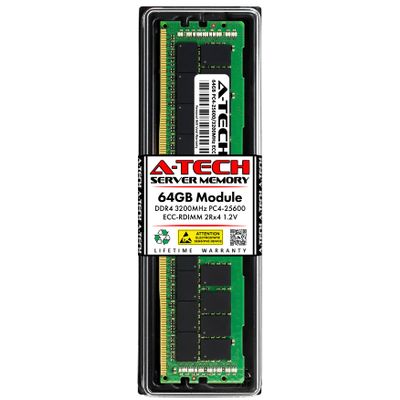 A-Tech 64GB RAM Replacement for Cisco HX-MR-X64G2RW= | DDR4 3200MHz PC4-25600 ECC RDIMM 2Rx4 1.2V 288-Pin Registered DIMM Memory Module