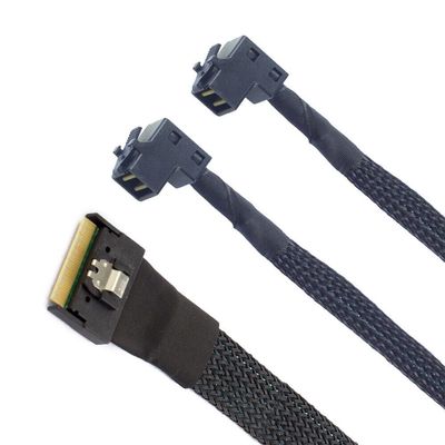 Mini SAS Slim SFF-8654 8i 4.0 to 2 Ports SAS HD SFF-8643 Connection Cable (0.5m,Black)