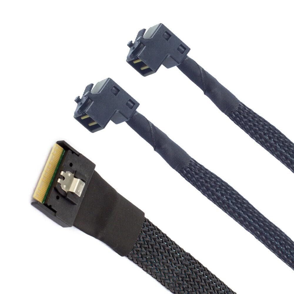 Mini SAS Slim SFF-8654 8i 4.0 to 2 Ports SAS HD SFF-8643 Connection Cable (0.5m,Black)