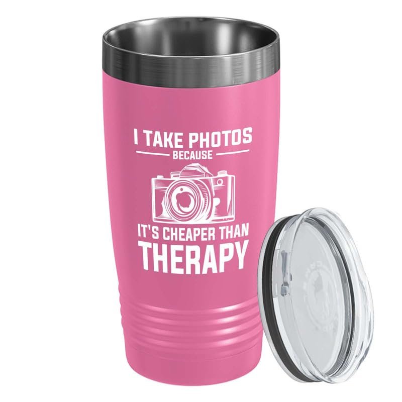 Photographer Pink Edition Viking Tumbler 20oz - I take photos - Cameraman Cinematographer Photography Pictures Photojournalist
