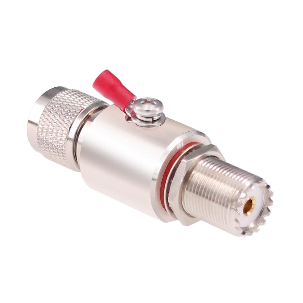 Yuelulala 1pc Coaxial Lightning Arrestor UHF Lighting Protection Device UHF Male to Female Connector PL259 to SO239(L10)