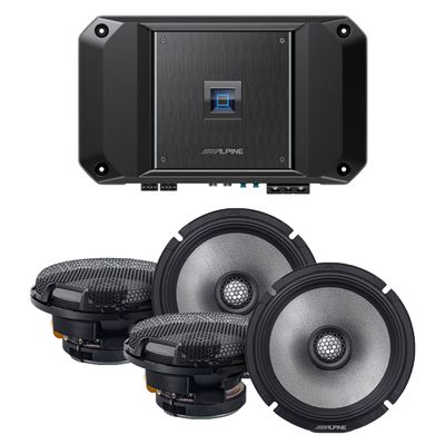 Alpine R2-A60F Type R 600 Watt 4-Channel Amplifier with 2 Pairs R2-S65 Type R 6.5" Coax and Wiring Kit