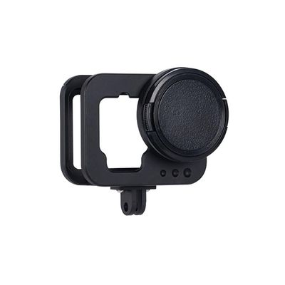 NovelGoal Camera Video Cage Protective Frame Housing Shell Case with Dual Cold Shoe Mounts Aluminium Alloy Vlog Cage Compatible with Go-pro 11/10/9 (Black)