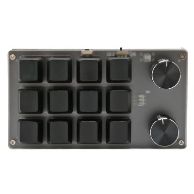 EBTOOLS Mini Keypad, Knob Design Red Switch One Handed Mechanical Programmable Keypad, Wires USB BT Dual Mode, for for Vista, for Linux, for OS X (12 Keys with 2 Knobs)
